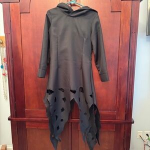 Black Hooded Costume Dress  No size tag Side Zipper  VERY well made